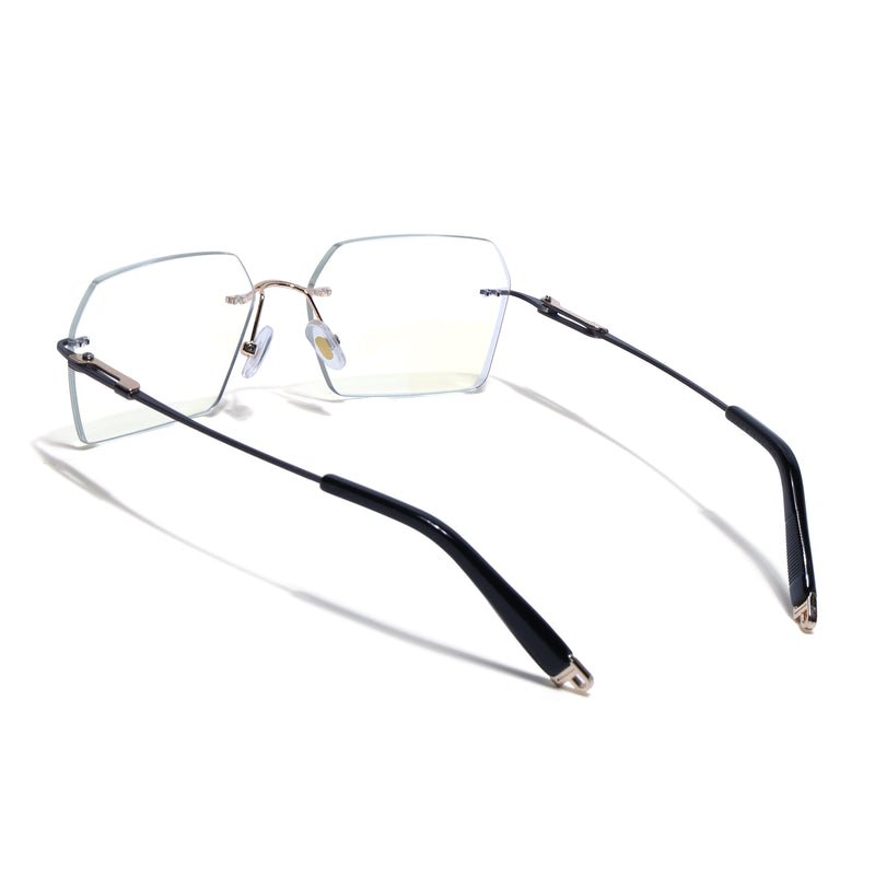 Rimless Sunglasses (Clear Lens Golden & Black Frame FMG9267)