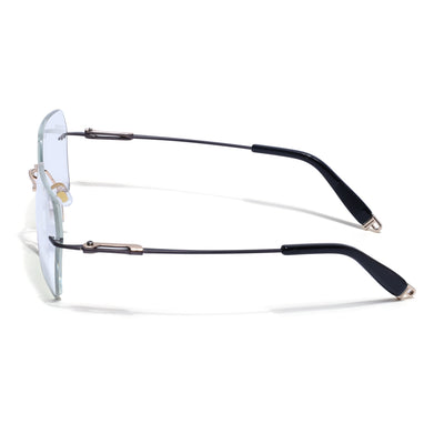 Rimless Sunglasses (Clear Lens Golden & Black Frame FMG9267)