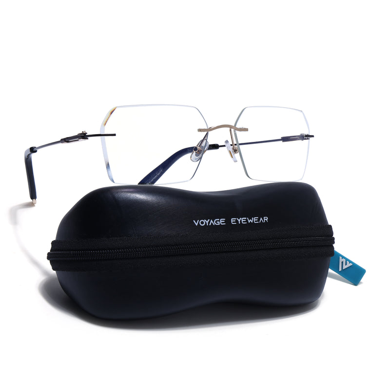 Rimless Sunglasses (Clear Lens Golden & Black Frame FMG9267)