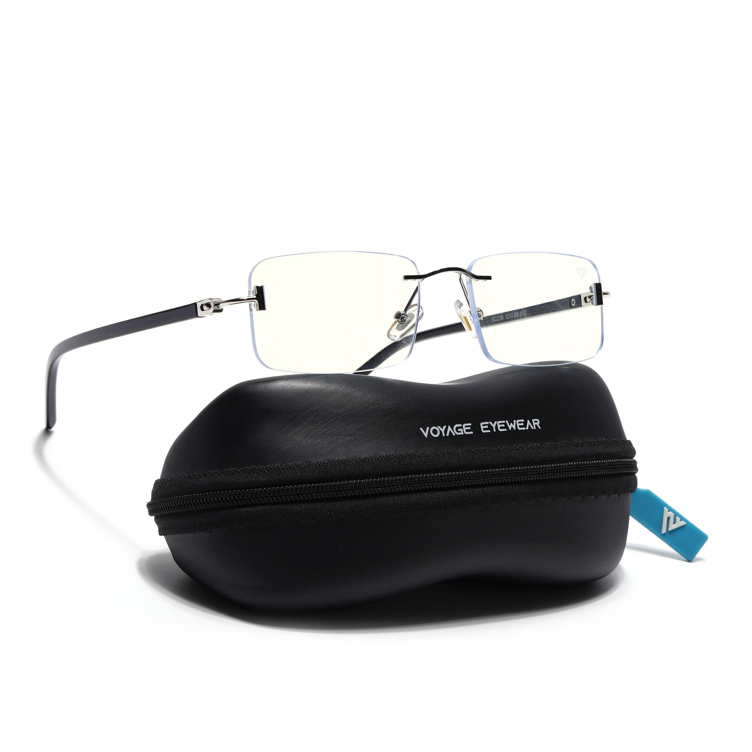 Voyage Silver Rimless Eyeglasses for Men & Women (5G238FMG7385-C1)