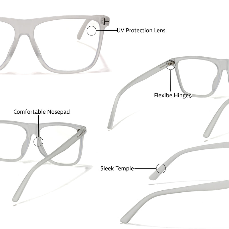 Voyage Clear Wayfarer Eyeglasses for Men & Women (602MG3903-C3)