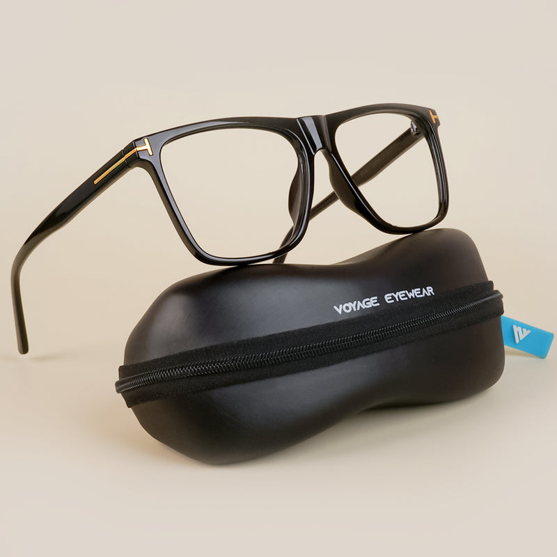 Voyage Black Wayfarer Eyeglasses for Men & Women (602MG3904-C1)