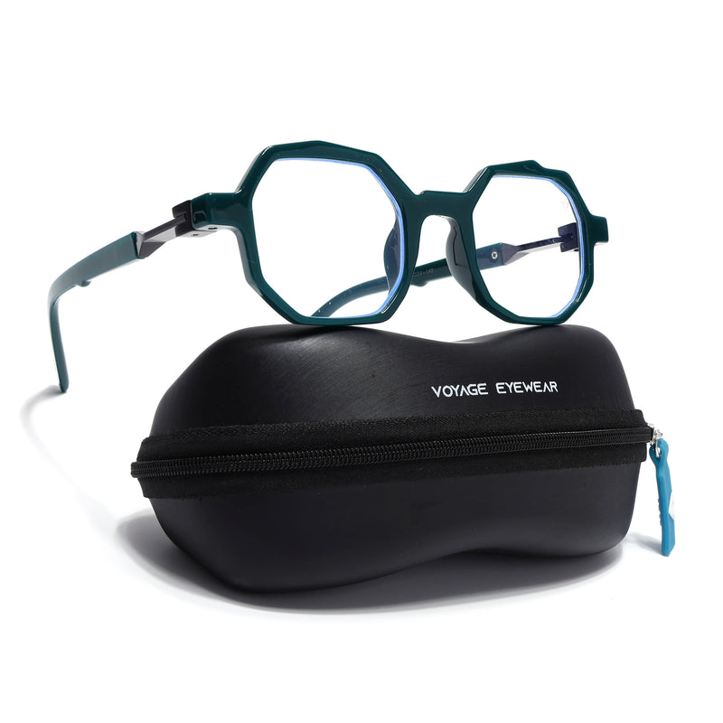 Voyage Green Geometrical Eyeglasses for Men & Women (6126FMG7124-C3)