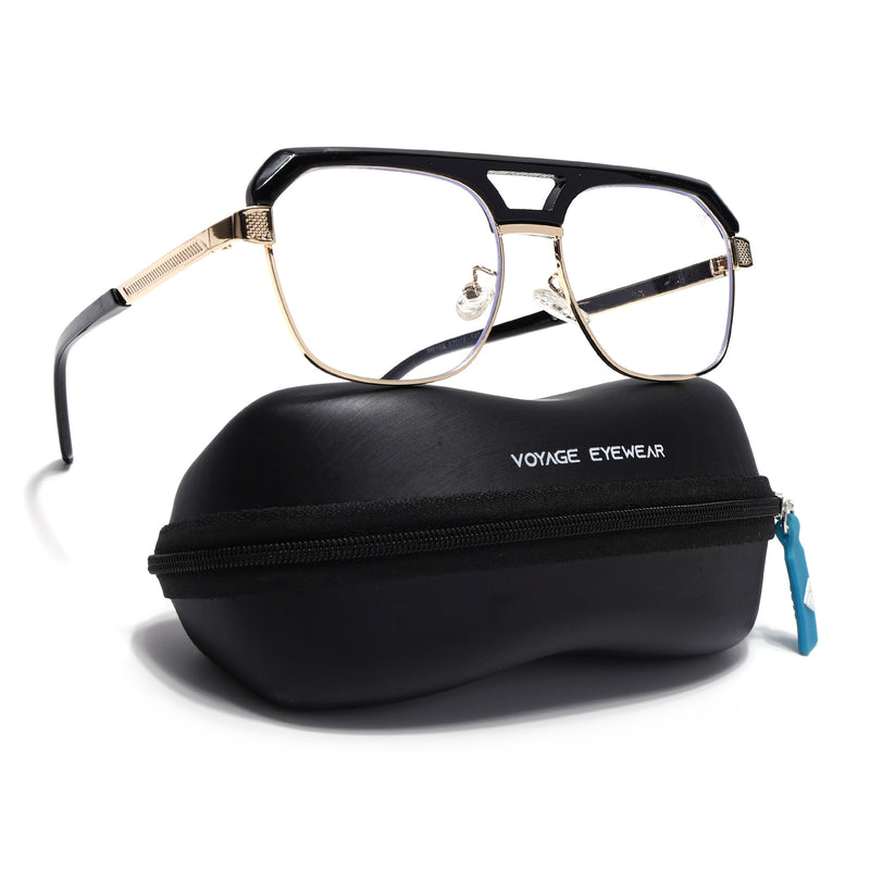 Voyage Golden & Black Wayfarer Eyeglasses for Men & Women (6166FMG7131-C1)