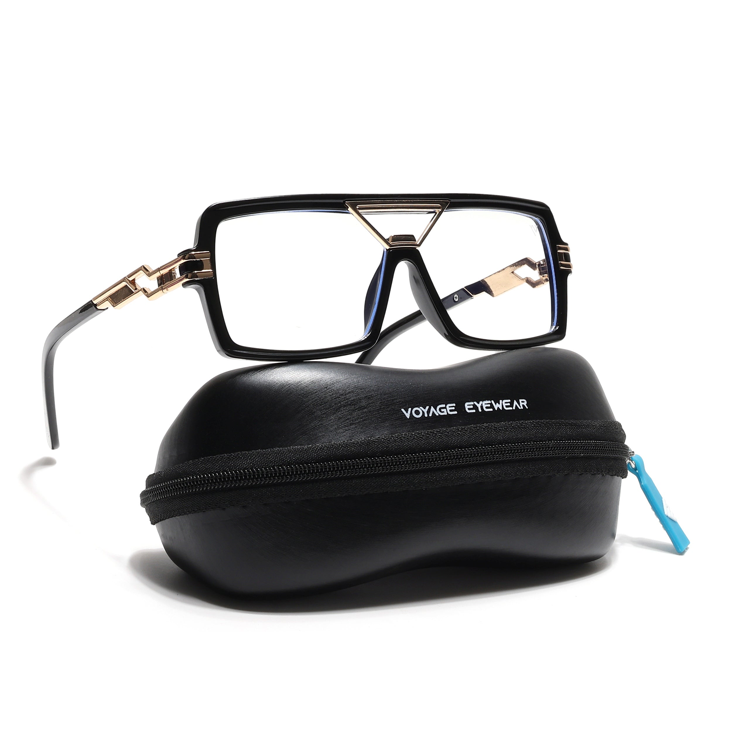 Ricker | Black & Golden Wayfarer Eyeglasses for Men & Women (6190MG6605-C1)