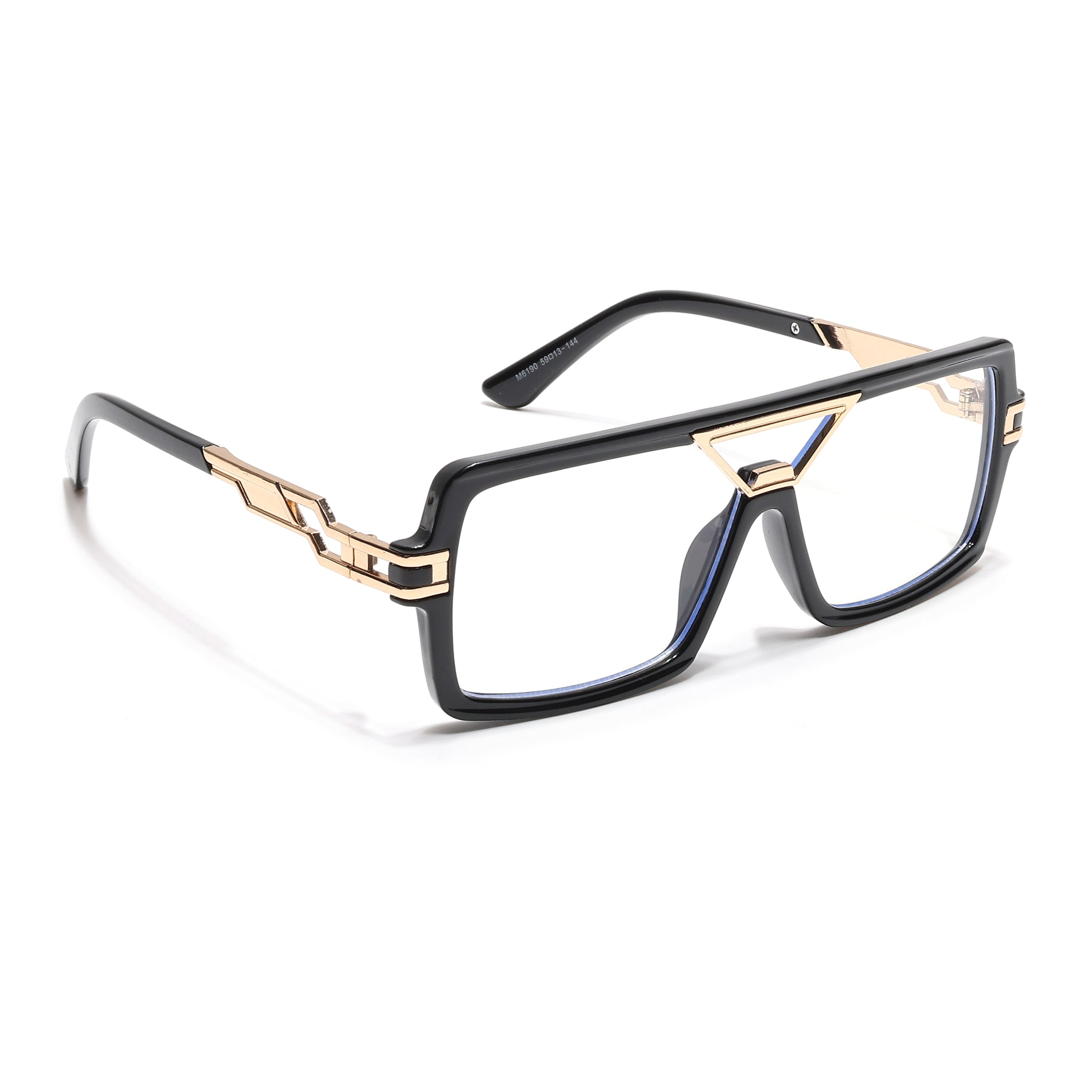 Ricker | Black & Golden Wayfarer Eyeglasses for Men & Women (6190MG6605-C1)