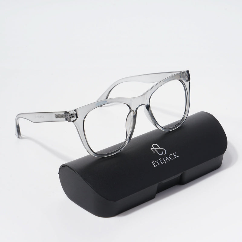EyeJack Bell Bottom Shine Grey Square Eyeglasses for Men & Women (62204CL390-C5)