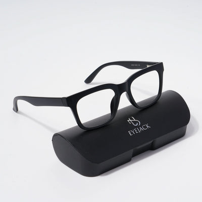 EyeJack Bell Bottom Matt Black Rectangle Eyeglasses for Men & Women (62209CL431-C1)