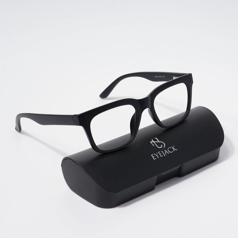 EyeJack Bell Bottom Matt Black Rectangle Eyeglasses for Men & Women (62209CL431-C1)