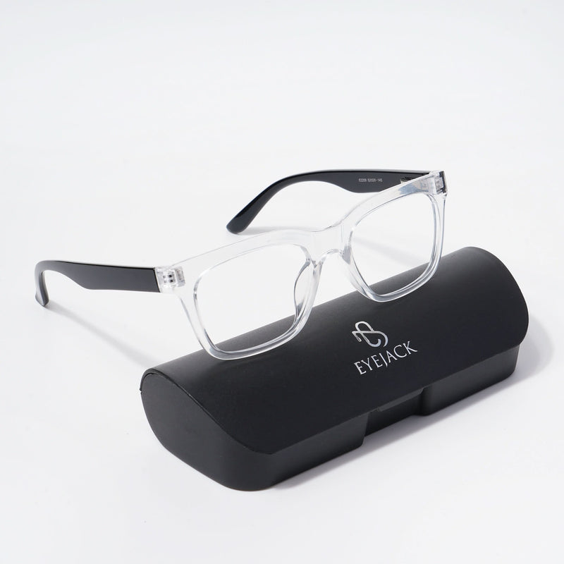 EyeJack Bell Bottom Transparent Rectangle Eyeglasses for Men & Women (62209CL433-C3)