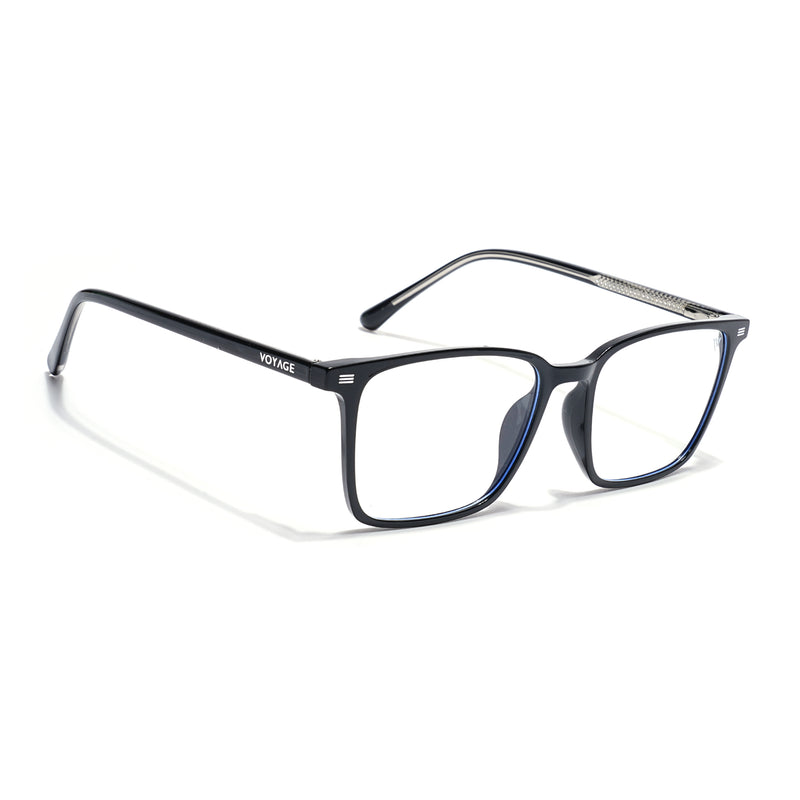 Voyage Black Rectangle Clip-On Eyeglasses for Men & Women (6222FMG8621)
