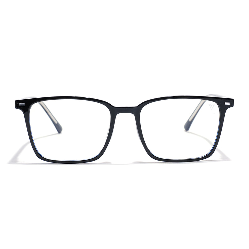 Voyage Black Rectangle Clip-On Eyeglasses for Men & Women (6222FMG8621)
