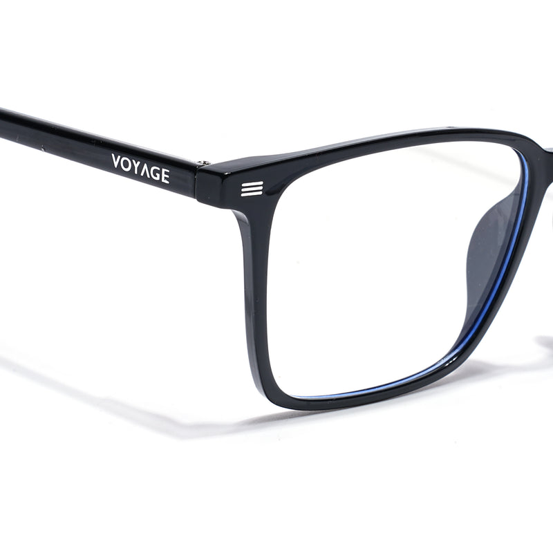 Voyage Black Rectangle Clip-On Eyeglasses for Men & Women (6222FMG8621)