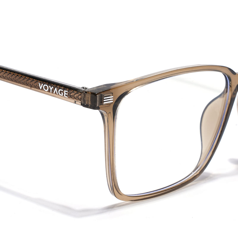 Voyage Brown Rectangle Clip-On Eyeglasses for Men & Women (6222FMG8623)