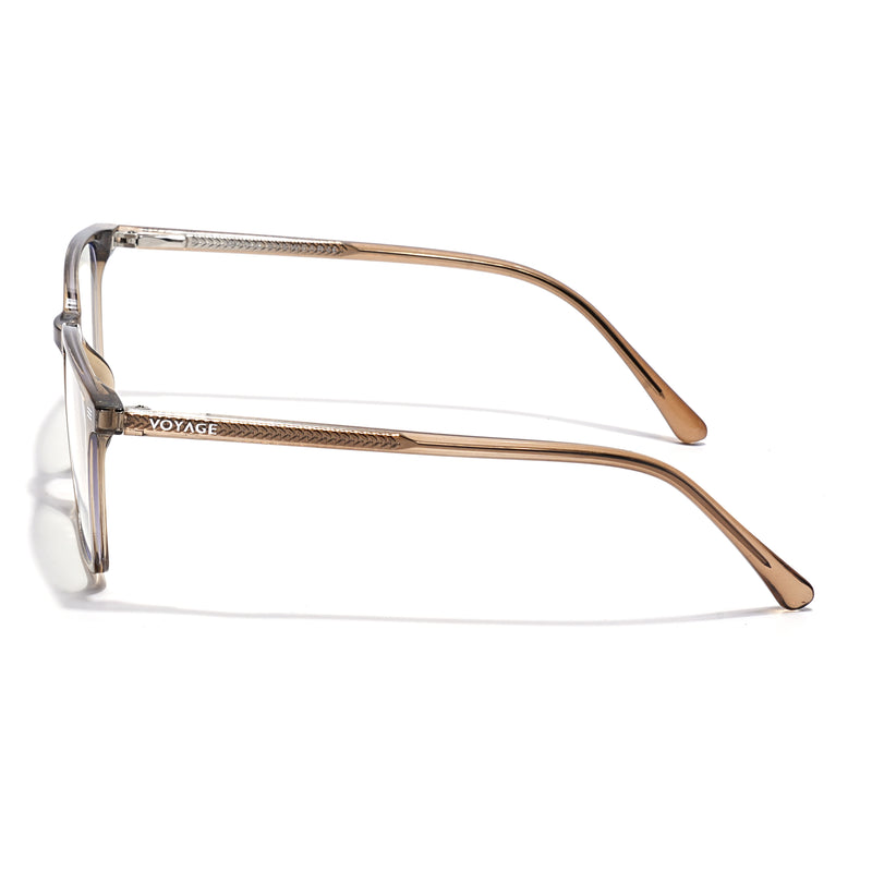 Voyage Brown Rectangle Clip-On Eyeglasses for Men & Women (6222FMG8623)