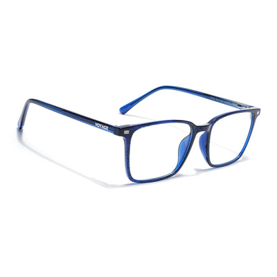 Voyage Blue Rectangle Clip-On Eyeglasses for Men & Women (6222FMG8624)