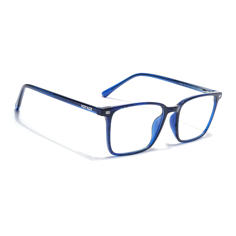 Voyage Blue Rectangle Clip-On Eyeglasses for Men & Women (6222FMG8624)