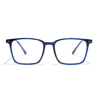 Voyage Blue Rectangle Clip-On Eyeglasses for Men & Women (6222FMG8624)