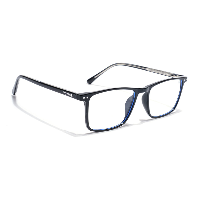 Voyage Black Rectangle Clip-On Eyeglasses for Men & Women (6226FMG8629)