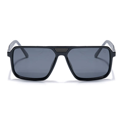 Eyejack Shine Black Square Polarized Sunglasses for Men & Women (6227PCL1115)