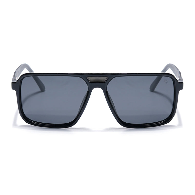 Eyejack Shine Black Square Polarized Sunglasses for Men & Women (6227PCL1115)