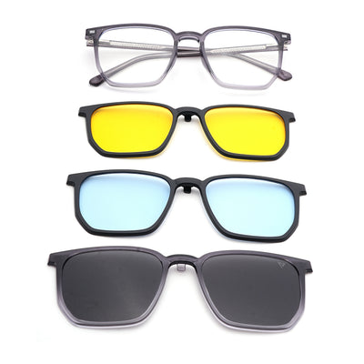 Voyage Silver Wayfarer Clip-On Eyeglasses for Men & Women (6228FMG8634)