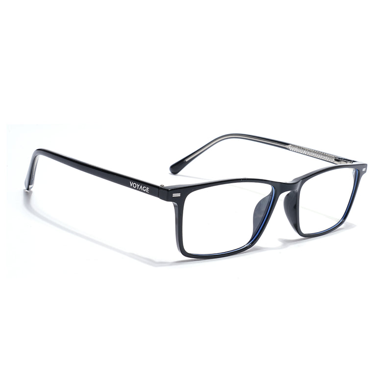 Voyage Black Rectangle Clip-On Eyeglasses for Men & Women (6229FMG8631)