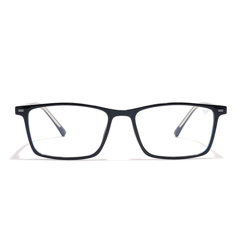 Voyage Black Rectangle Clip-On Eyeglasses for Men & Women (6229FMG8631)