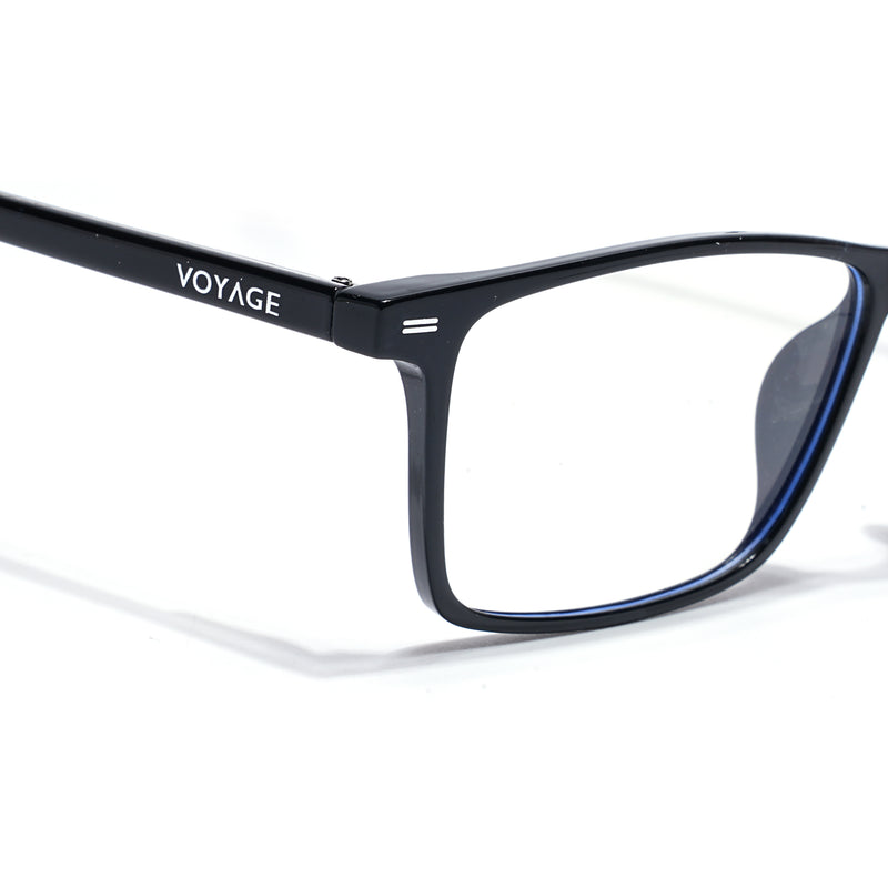 Voyage Black Rectangle Clip-On Eyeglasses for Men & Women (6229FMG8631)