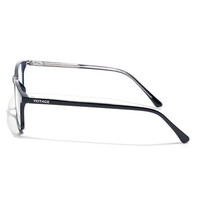 Voyage Black Rectangle Clip-On Eyeglasses for Men & Women (6229FMG8631)