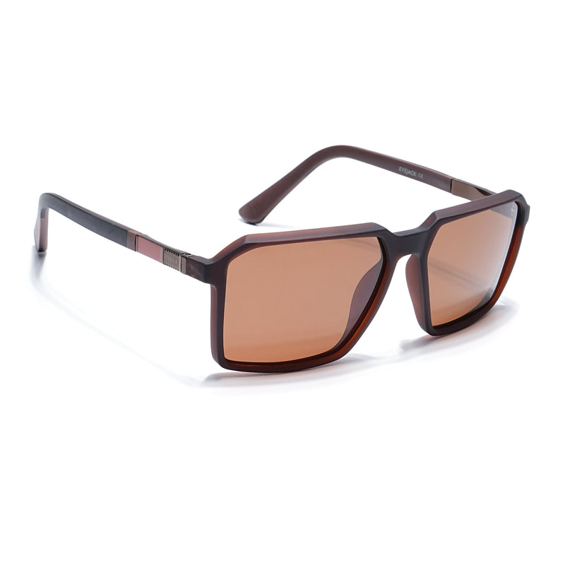 Eyejack Brown Square Polarized Sunglasses for Men & Women (6229PCL1124)