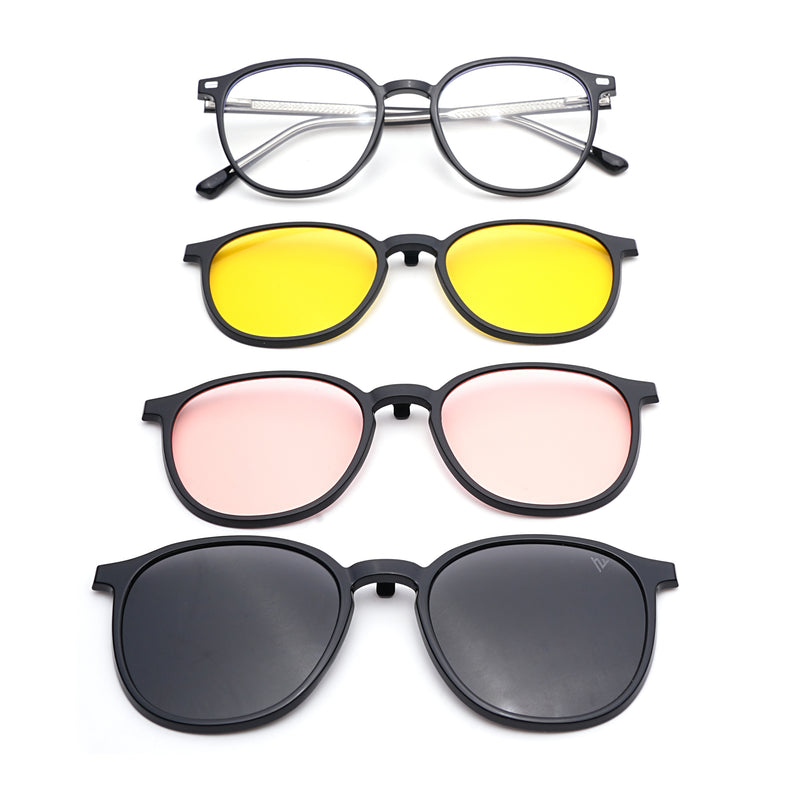 Voyage Black Round Clip-On Eyeglasses for Men & Women (6230FMG8618)