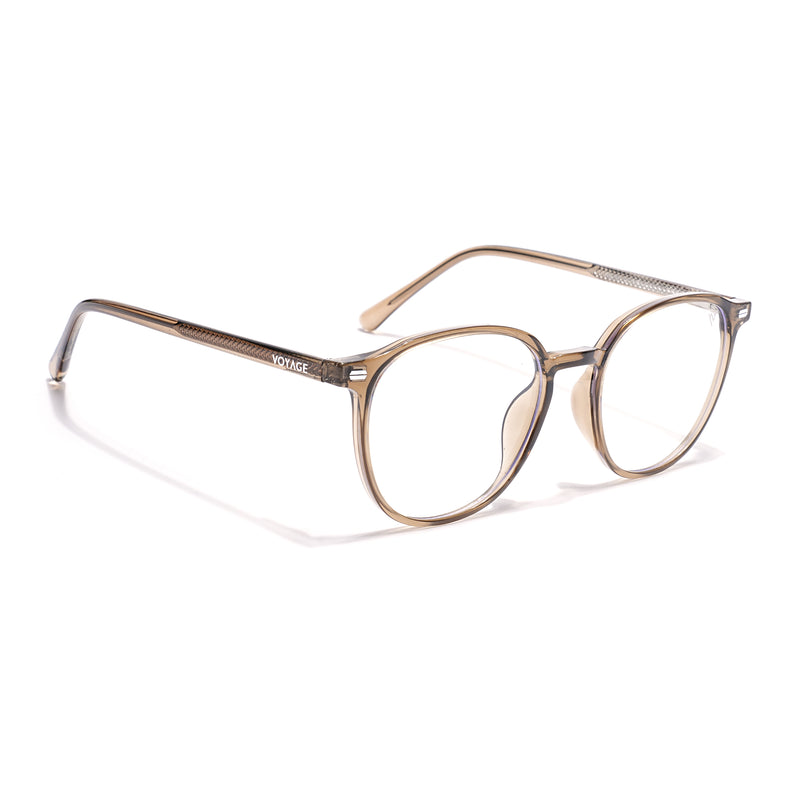Voyage Brown Round Clip-On Eyeglasses for Men & Women (6230FMG8620)