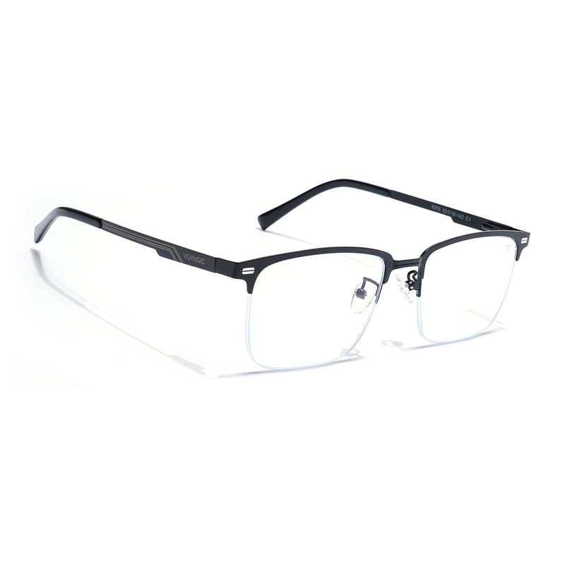 Voyage Black Half Rim Clip-On Eyeglasses for Men & Women (6305FMG8564)