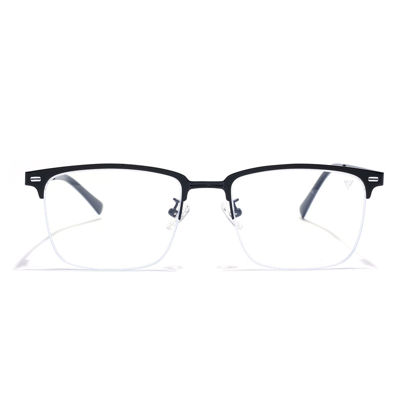 Voyage Black Half Rim Clip-On Eyeglasses for Men & Women (6305FMG8564)