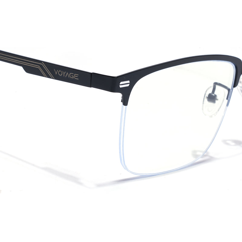 Voyage Black Half Rim Clip-On Eyeglasses for Men & Women (6305FMG8564)