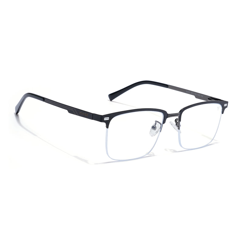 Voyage Gun Metal & Black Half Rim Clip-On Eyeglasses for Men & Women (6305FMG8565)