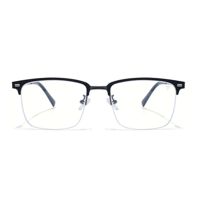Voyage Gun Metal & Black Half Rim Clip-On Eyeglasses for Men & Women (6305FMG8565)