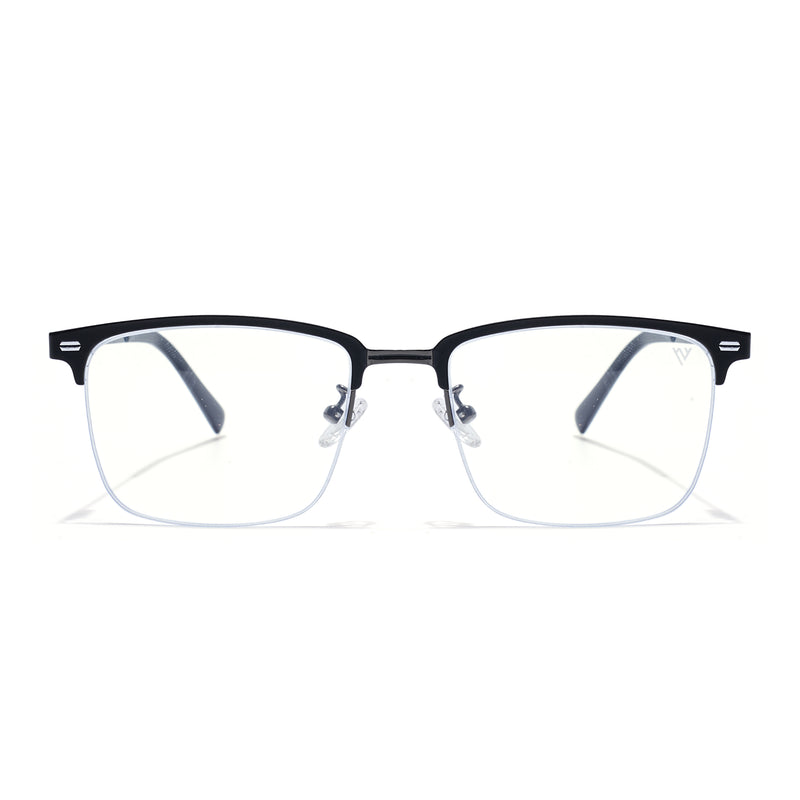 Voyage Gun Metal & Black Half Rim Clip-On Eyeglasses for Men & Women (6305FMG8565)