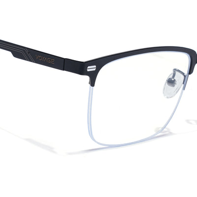Voyage Gun Metal & Black Half Rim Clip-On Eyeglasses for Men & Women (6305FMG8565)
