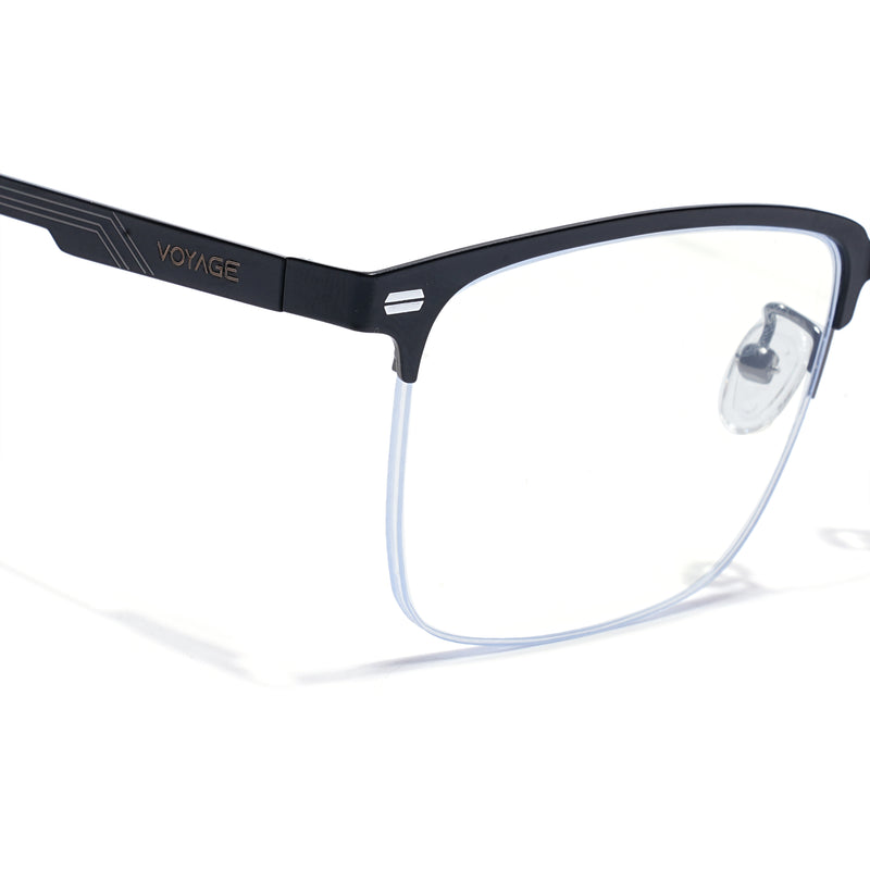Voyage Gun Metal & Black Half Rim Clip-On Eyeglasses for Men & Women (6305FMG8565)