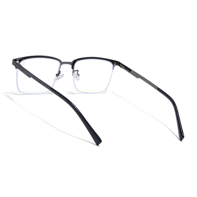 Voyage Gun Metal & Black Half Rim Clip-On Eyeglasses for Men & Women (6305FMG8565)