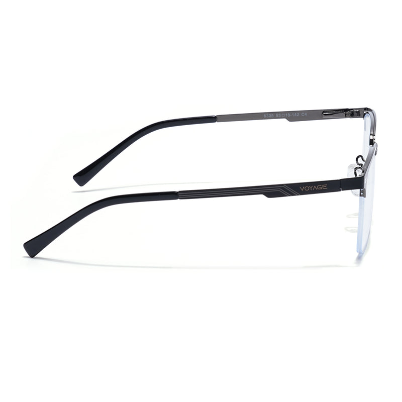 Voyage Gun Metal & Black Half Rim Clip-On Eyeglasses for Men & Women (6305FMG8565)