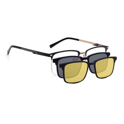Voyage Golden & Black Half Rim Clip-On Eyeglasses for Men & Women (6305FMG8567)