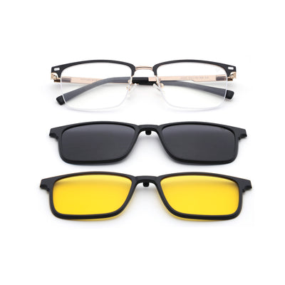 Voyage Golden & Black Half Rim Clip-On Eyeglasses for Men & Women (6305FMG8567)