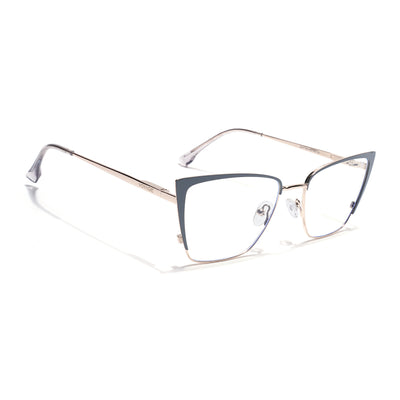 Voyage Silver & Grey Cateye Clip-On Eyeglasses for Women (6311FMG8607)