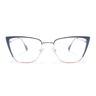 Voyage Silver & Grey Cateye Clip-On Eyeglasses for Women (6311FMG8607)
