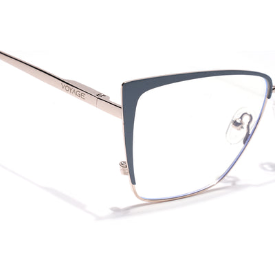 Voyage Silver & Grey Cateye Clip-On Eyeglasses for Women (6311FMG8607)
