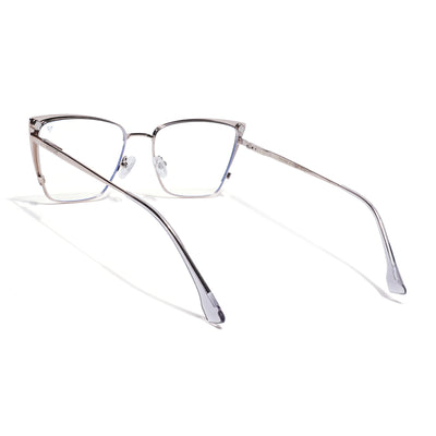 Voyage Silver & Grey Cateye Clip-On Eyeglasses for Women (6311FMG8607)