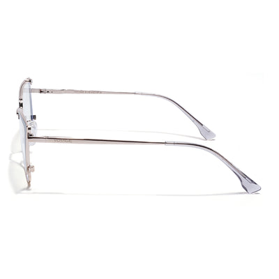Voyage Silver & Grey Cateye Clip-On Eyeglasses for Women (6311FMG8607)